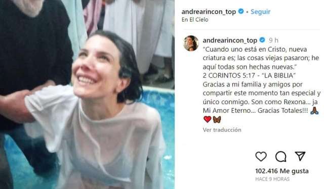 Andrea Rincón se bautiza en un emotivo acto: 