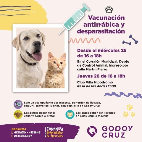 Vacunación antirrábica en Godoy Cruz 